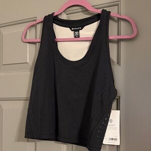 Athleta Black Laser-Cut Cropped Tank